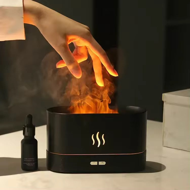 Humidificateur d'air ABHI Diffuseur d'arôme d'huile essentielle - Style de flamme simulée 7 couleurs Lumières Brume de machine d'aromathérapie